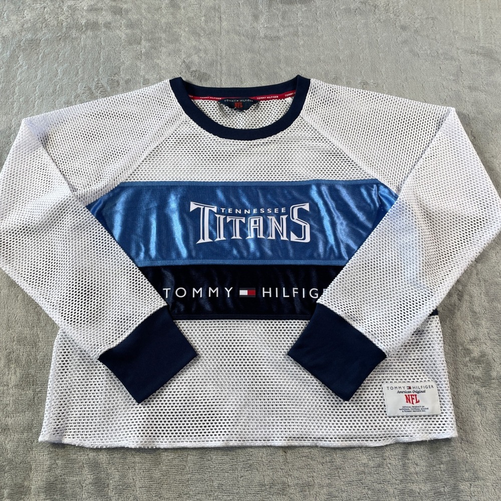 Tennessee Titans Tommy Hilfiger Shirt Womens‎ Large Mesh White NFL Football Fan